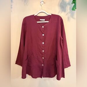 BRYN WALKER 100% Linen Oversized Tunic— 21" PTP